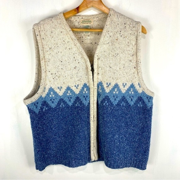 St. John's Bay Wool Blend Knit Fair Isle Soft Full Zip Up Sweater Vest Size XL - Picture 1 of 4